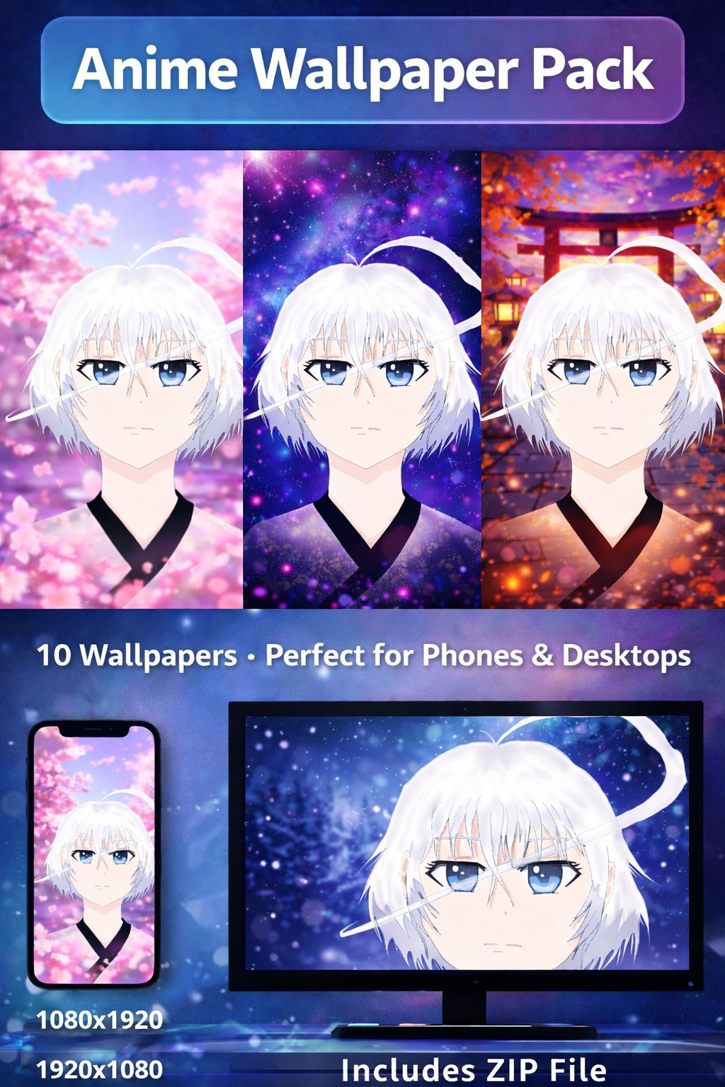 Anime aesthetic wallpaper pack-6 HD wallpapers( phone and desktop)